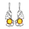 Voluptuous Silver Drop Earrings With Cognac Amber The Tivoli, image 