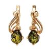 Adorable Green Amber Earring In Gold The Swan, image 