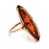 Gold-Plated Silver Ring With Cognac Amber The Barcelona​, Ring Size: 5.5 / 16, image 