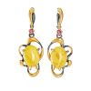 Drop Honey Amber Earrings In Gold-Plated Silver With Crystals The Pompadour, image 