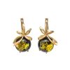Beautiful Amber Earrings In Gold-Plated Silver The Paradise, image 