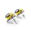 Amber Stud Earrings In Sterling Silver The Scarab, image 