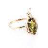 Bright Gold-Plated Ring With Green Amber The Tulip, Ring Size: 12 / 21.5, image 