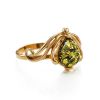Bold Gold-Plated Ring With Green Amber The Swan, Ring Size: 13 / 22, image 