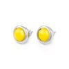 Cute Silver Stud Earrings With Honey Amber The Berry, image 