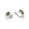 Sterling Silver Earrings With Green Amber The Bee, image 