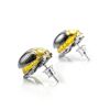 Amber Stud Earrings In Sterling Silver The Scarab, image 
