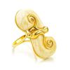 Bold Gold-Plated Ring With White Amber The Snail, Ring Size: 12 / 21.5, image 