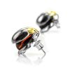 Amber Stud Earrings In Sterling Silver The Scarab, image 