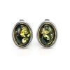 Sterling Silver Earrings With Green Amber The Goji, image 