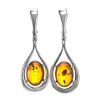 Sterling Silver Drop Earrings With Cognac Amber The Sonnet, image 