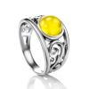 Sterling Silver Ring With Honey Amber The Scheherazade, Ring Size: 11 / 20.5, image 
