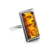 Bold Geometric Silver Ring With Cognac Amber The Chelsea, Ring Size: 13 / 22, image 