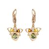 Drop Amber Earrings In Gold-Plated Silver With Crystals The Edelweiss, image 