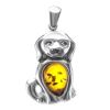 Silver Puppy Pendant With Cognac Amber, image 