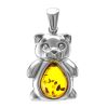 Silver Teddy Bear Pendant With Cognac Amber, image 