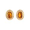 Cognac Amber Earrings In Gold The Ellas, image 