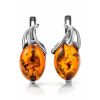 Cognac Amber Earrings In Sterling Silver The Palermo, image 