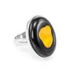 Adjustable Silver Ring With Honey Amber The Panther, Ring Size: Adjustable, image 
