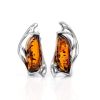 Bold Silver Earrings With Cognac Amber The Illusion, image 