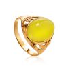 Oval Amber Ring In Gold-Plated Silver The Carmen, Ring Size: 12 / 21.5, image 