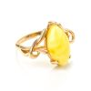 Bold Gold-Plated Ring With Honey Amber The Constance, Ring Size: 12 / 21.5, image 