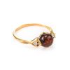 Cherry Amber Ring In Gold-Plated Silver With Crystals The Sambia, Ring Size: 9.5 / 19.5, image 