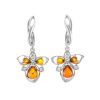 Drop Amber Earring In Sterling Silver With Crystals The Edelweiss, image 