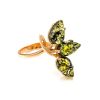 Green Amber Ring In Gold-Plated Silver The Dandelion, Ring Size: 12 / 21.5, image 