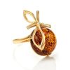 Adorable Gold-Plated Ring With Cognac Amber The Paradise, Ring Size: 12 / 21.5, image 
