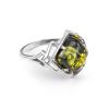 Bold Silver Ring With Green Amber The Astoria, Ring Size: 12 / 21.5, image 
