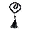 Muslim 33 Ball Cut Black Amber Prayer Beads, image 