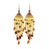 Braided Earrings With Cognac Amber And Yellowish Glass Beads The Fable, image 