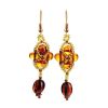 Multicolor Amber Drop Earrings With Brownish Glass Beads The Fable, image 