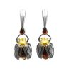 Drop Amber Earrings In Sterling Silver The Scarab, image 