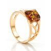 Bold Gold-Plated Ring With Cognac Amber The Artemis, Ring Size: 13 / 22, image 