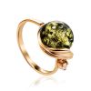 Bold Gold-Plated Ring With Amber And Crystals The Swan, Ring Size: 11.5 / 21, image 