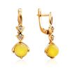 Drop Amber Earrings In Gold-Plated Silver With Crystals The Sambia, image 