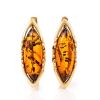 Elegant Gold-Plated Earrings With Cognac Amber The Ballade, image 