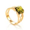 Green Amber Ring In Gold-Plated Silver The Artemis, Ring Size: 13 / 22, image 