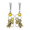 Drop Amber Earrings In Sterling Silver The Bee, image 