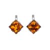 Geometric Silver Earrings With Cognac Amber The Astoria, image 