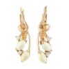 White Amber Earrings In Gold With Crystals The Verbena, image 