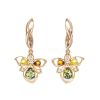 Drop Amber Earrings In Gold With Crystals The Edelweiss, image 