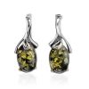 Charming Green Amber Earrings In Sterling Silver The Crocus, image 