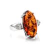 Voluptuous Cognac Amber Ring In Sterling Silver With Crystals The Penelope, Ring Size: 12 / 21.5, image 