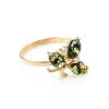 Green Amber Ring In Gold With Crystals The Verbena, Ring Size: 7 / 17.5, image 