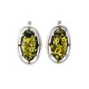 Bright Green Amber Earrings In Sterling Silver The Elegy, image 