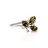 Cute Sterling Silver Ring With Green Amber And Crystals The Verbena, Ring Size: 12 / 21.5, image 