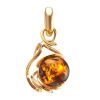 Cognac Amber Pendant In Gold-Plated Silver The Flamenco, image 